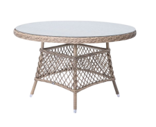 Стол уличный стеклянный Порье из искусственного ротанга